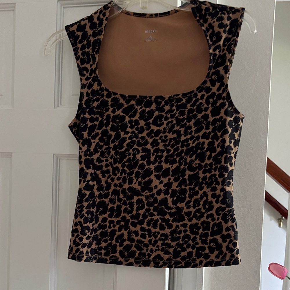 Maeve Black and Brown Animal Print Tank Top